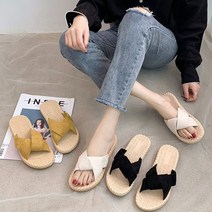 리본 매듭 꼬임 비치 슬리퍼 여성용 푹신한 시원한
