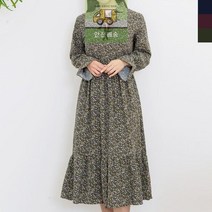 UND 8801 여자플라워밑단프릴원피스/여성의류/여자원피스/원피스/가을원피스/겨울원피스/플라워원피스/프릴원피스/밑단프릴/프릴