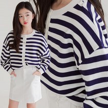 미니로이 누누 여아 주니어 스트라이프 가디건