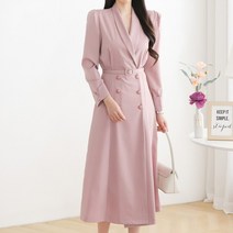 모리스커밍홈 숄카라 더블버튼 벨티드 원피스 M2302OP601A