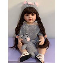 리본돌 시뮬레이션 아기 인형 애기 55cm 세트 선물 관절인형 애착인형, E