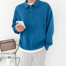 남자 오버핏 단추 카라 헨리넥 맨투맨