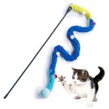 고양이 칼리 장난감 플러쉬 낚시대 테일 댕글러 미끼 스틱 와이어 자동 막대 용품 사냥놀이, 오션 블루