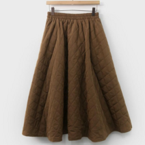 NewCare 여성 누빔 롱 스커트 플레어 롱치마