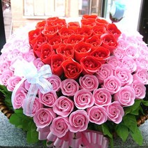 지나로즈 생일 기념일 꽃 선물 프로포즈 비누 꽃바구니 어버이날 스승의날 비누꽃 100송이 장미꽃 하트 비누장미, 큐피트화살핑크