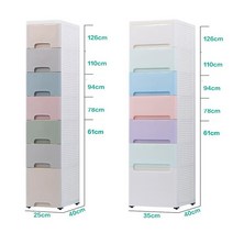 사용하기 편리한 주방 플라스틱 틈새 서랍장 3단 4단 5단 6단 7단, 4단개, 1번 혼합 색상 폭 25cm [1층 높음]