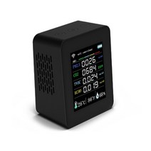 이산화탄소경보기 공기측정 co2감지Tuya-Wifi 대기질 측정기 7 인 1 PM2.5 CO2 TVOC HCHO AQI 온도 습도 TF, 02 Black