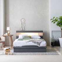 동서가구 세린 LED편백 ss 평상형 수납침대 (9존독립매트리스), 그레이