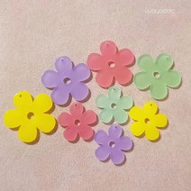 와요또 아크릴 꽃 모양 펜던트 키링 열쇠고리 만들기 부자재, 22mm, 노랑
