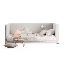 [레이디가구] 레브 기능성 패브릭 데이베드 아기침대 SS Q 매트리스 안전가드 방문설치, 크림베이지