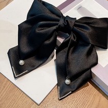 NUNUHANA 우아한 왕리본핀 쳐짐 새틴머리핀 3단