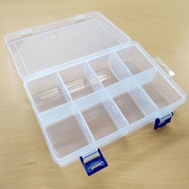 사각 8칸 가림막 칸막이 조절 보관 플라스틱비즈 부자재 케이스 20cm X 13.5cm, 1개