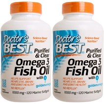 닥터스베스트 퓨리파이드 & 클리어 오메가 3 피쉬 오일 1000mg 마린 소프트젤, 120개입, 2개