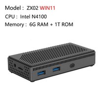 소형PC 미니PC 산업용미니PC Win11 Linux ZX02 미니 PC 인텔 N4100 6G 램 128G/256G/512G/IT ROM 포켓 USB3, 03 UK, 04 6G 1T Win11
