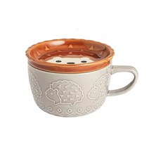 Utopia 도자기 뚜껑있는 머그컵 고양이 개 판다, 고슴도치, 200ml