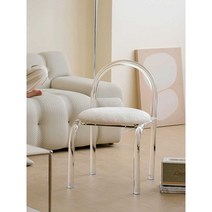 고스트의자 화장대의자 아크릴 양털 식탁의자, 투명회색