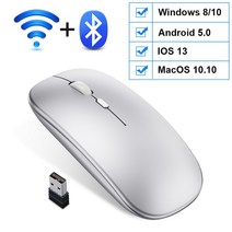 무선 버티컬 트랙볼게이블루투스 마우스무선 마우스 컴퓨터 블루투스 충전식 저소음 USB 광학 게임용, 05 Silver, 한개옵션1