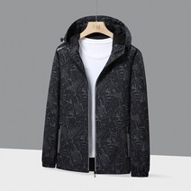 FANSYLI 남녀 공용 돌격복 가을 야상 후드 등산복 패션 방풍 방수 통기 재킷 커플 재킷 가을 캐주얼 나뭇잎 프린트 재킷 인디고 빅 사이즈 X8A20