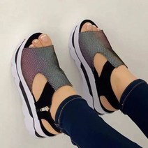 하이힐 2023 여름 패션 웨지 플랫폼 sandalias 들여다 발가락 플러스 사이즈