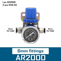 co2레귤레이터 분배기 레귤레이터 이탄 AR2000 1/4 ''Pneumatic 미니 공기압 릴리프 제어 압축기, 03 6mm fittings