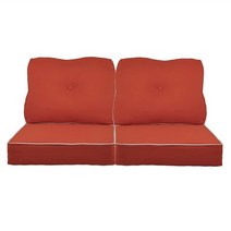 Kunste 딥 시트 베개 및 등받이 의자 쿠션 야외 방수 교체 파티오 좌석 2개 세트 네이비 블루 709183, Orange Red