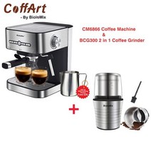 Coffart By BioloMix 20 Bar 1050W 반자동 에스프레소 커피 머신 우유 Frother Cafetera 카푸치노 온수 스팀, CM6866 N BCG300_EU