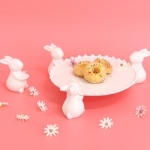 래빗 화이트 케익 스탠드 받침대, 3-1.물방울1호(18cm)+토끼3P
