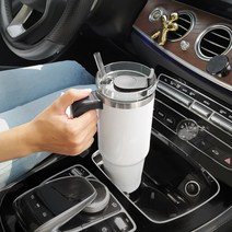 TYESO 드라이브 캠핑 대용량 손잡이 스텐 텀블러890ml, 블랙