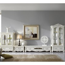 가구대장 클라라 W3650 크림 화이트엔틱 1단 거실장세트 CL-43, 단품