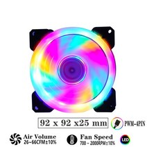 수냉식쿨러 90mm 컴퓨터 냉각 팬 92mm Pwm 4 핀 2000RPM 환풍기 컴퓨터 PC 케이스 섀시 Cpu 쿨러 라디에이터, 01 92mm Colorful, 5 Pcs