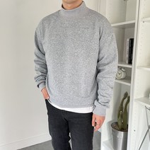 남자 겨울 기모 프리미엄 코튼 반폴라 오버핏 맨투맨