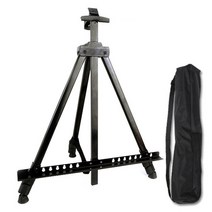 이젤 미술 삼각대 그림 화가 휴대용 금속 조정 가능한 스케치 여행 두꺼운 삼각형 알루미늄 합금 스케치 드로잉 아티스트 용품, 검은색