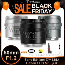 ttartisan 50mm f1.2 aps-c sony e fujifilm m43 canon m nikon z l 마운트 용 대형 조리개 수동 초점 고정 초점 렌즈, 티타늄 그레이, 전자 마운트
