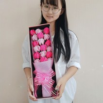 1주년 선물 200일 꽃선물 100일 여자친구 깜짝 고백 꽃다발, 핑크18송이믹스