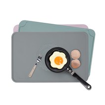 [엘린까사]국내산 실리콘 테이블 매트 1+1 식탁 미끄럼방지 방수매트, 터키블루, 플라워패턴, 2+2세트
