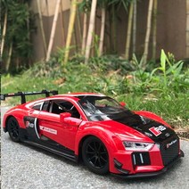 1:24 아우디 R8 LMS 르망 레이싱 카 프리 휠링 하이 라이트 스포츠 레이싱카 모델 장난감 다이캐스트 금속 합금 미니어처 복제품, 레드