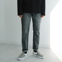 [맨즈북] 빅사이즈 일자 슬림 남자 흑청바지 9부 스판 톤다운 그레이진 데님