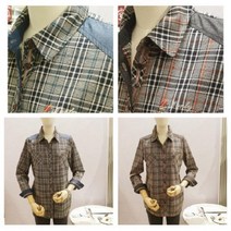 올리비아로렌 경쾌한 데님 배색 체크 패턴 봄가을 남방 셔츠 vvcnlvf7411