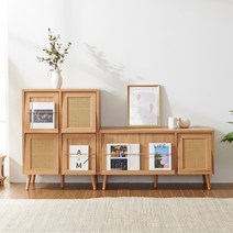 소티디자인 헤이즐 라탄 플랩도어 TV 거실장 1100 + 수납장 730 세트, 캄포 단품 P107RTO+P401RTO