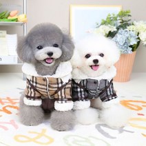 강아지의류 강아지옷 체크 무스탕 자켓, 그레이/M
