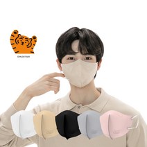 숨그림 마스크 무직타이거 2D 대형 마스크, 5개입, 10개, 블랙