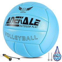 Adekale 공식 사이즈 5 배구 방수 비치 발리볼 야외 부드러운 실내 퍼플 배구공 및 용, Blue Volleyball with Pump,Pin