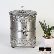 엔틱메탈 매화 원통형 휴지통 미디움 3색상.크레디스, 실버, 상세설명 참조