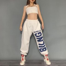 여성 하이웨이스트 레터링 루즈핏 조거 트레이닝 팬츠 재즈 힙합 댄스 바지 10대 20대