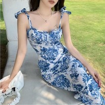 여성원피스 메이비굿 여자끈 꽃무니 여름원피스 여자원피스 반팔원피스 롱원피스 여름 30대원