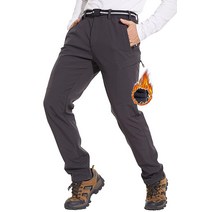 NATUVENIX 남성용 하이킹 팬츠 플리스 안감 방수 겨울 스노우 스키 팬츠 남성용 소프트쉘 야외 낚시용, Grey (Belt Included)