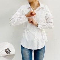 와이제이 국내 당일 발송 허리셔링밴딩 블라우스 스판 카라블라우스 여성긴팔블라우스 YJK215