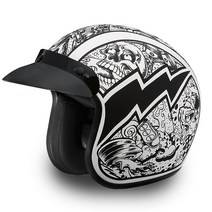 Daytona Helmets 3/4 쉘 오픈 페이스 오토바이 헬멧 데이토나 30세대 M USA 미국, Hi-Gloss Black, Graffiti