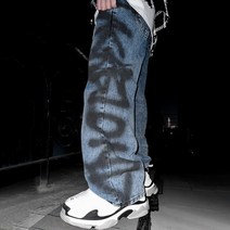 BBD Side Sprayed Custom Wide Denim Pants Vintage Deep Blue