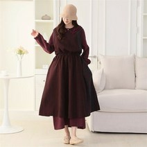 셀러허브(잡화) 여성 체크 a라인 루즈핏 임부복 순면 원피스
